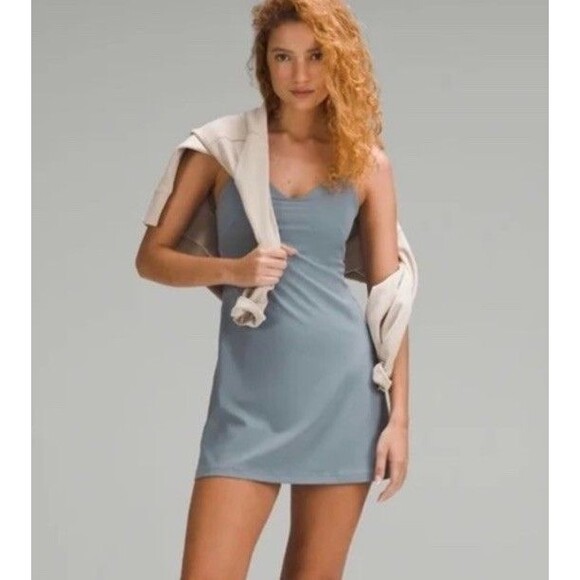 lululemon athletica Dresses & Skirts - Lululemon Align Dress Size 2 Belgian Blue Grey Shorts Padded Tennis Gym Sports